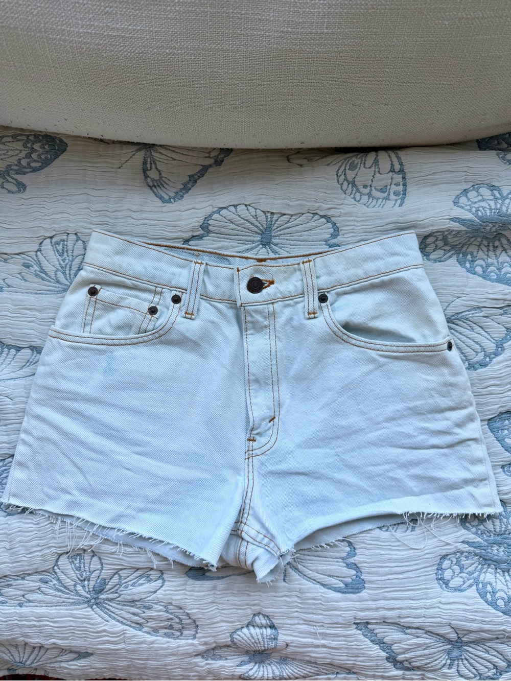 Levi's White High-Rise Cutoff Denim Shorts